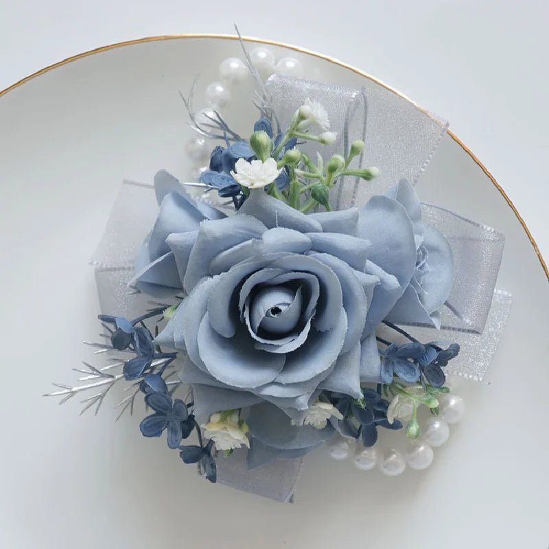 2435Wedding flower bouquet artificial flower business celebration opening guest corsage boutonniere handed flower haze Blue - Luzilly Bridal & Apparel