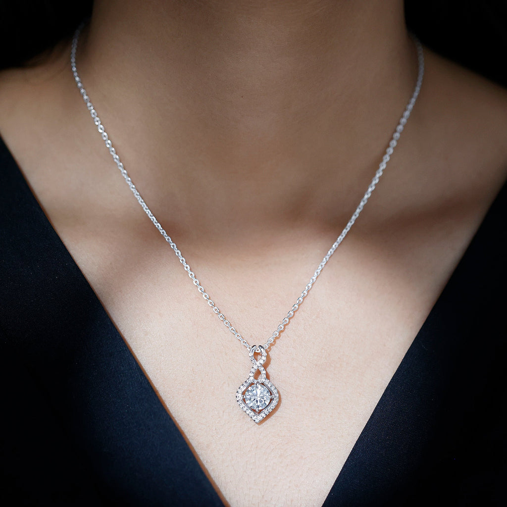 2.62 Carat Moissanite Wedding Necklace for Bride with Silver Chain - Luzilly Bridal & Apparel