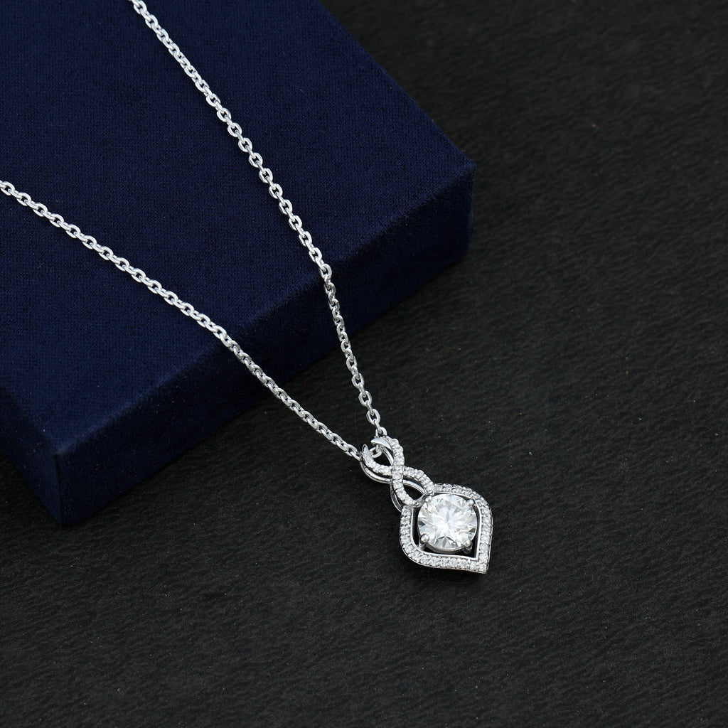 2.62 Carat Moissanite Wedding Necklace for Bride with Silver Chain - Luzilly Bridal & Apparel