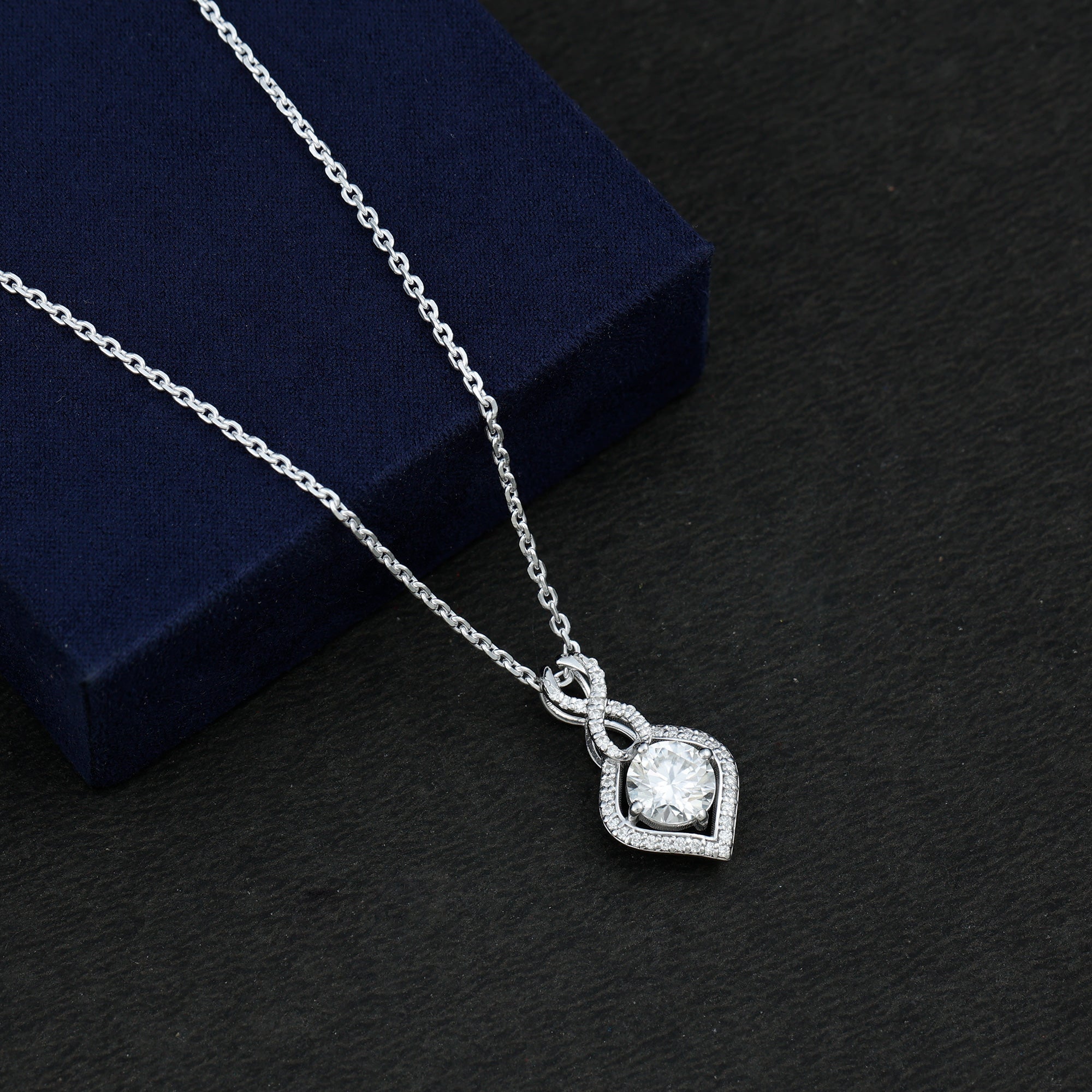 2.62 Carat Moissanite Wedding Necklace for Bride with Silver Chain - Luzilly Bridal & Apparel