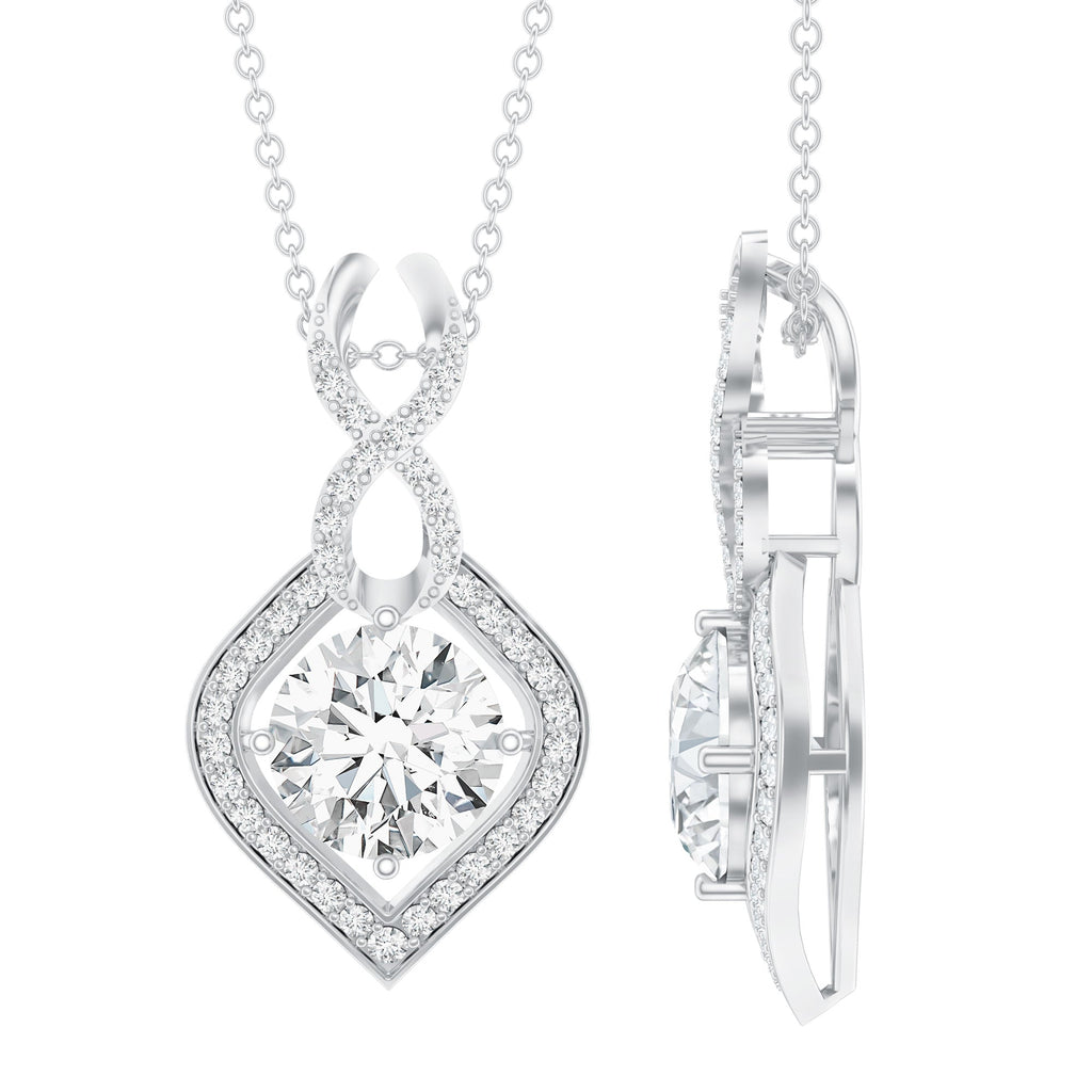 2.62 Carat Moissanite Wedding Necklace for Bride with Silver Chain - Luzilly Bridal & Apparel