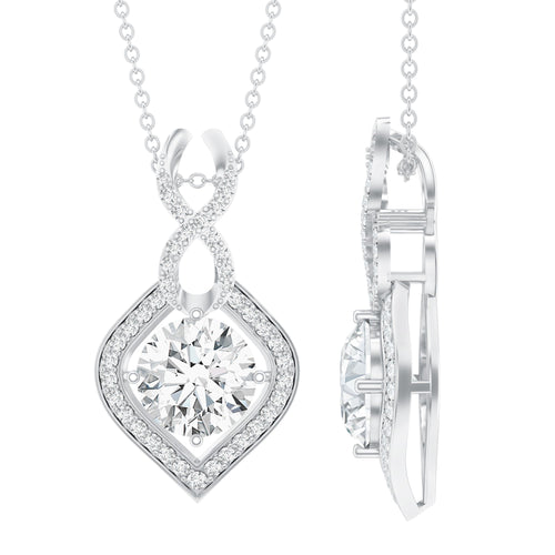 2.62 Carat Moissanite Wedding Necklace for Bride with Silver Chain - Luzilly Bridal & Apparel