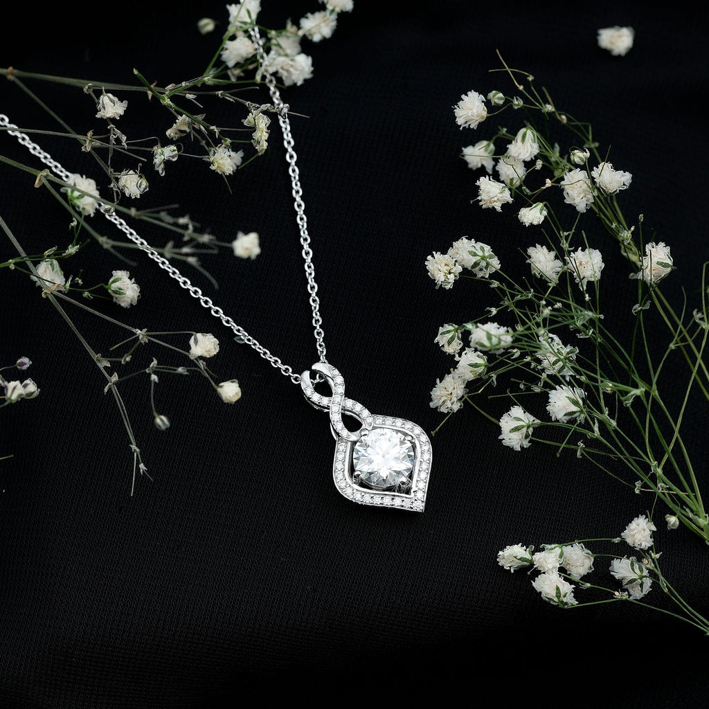 2.62 Carat Moissanite Wedding Necklace for Bride with Silver Chain - Luzilly Bridal & Apparel