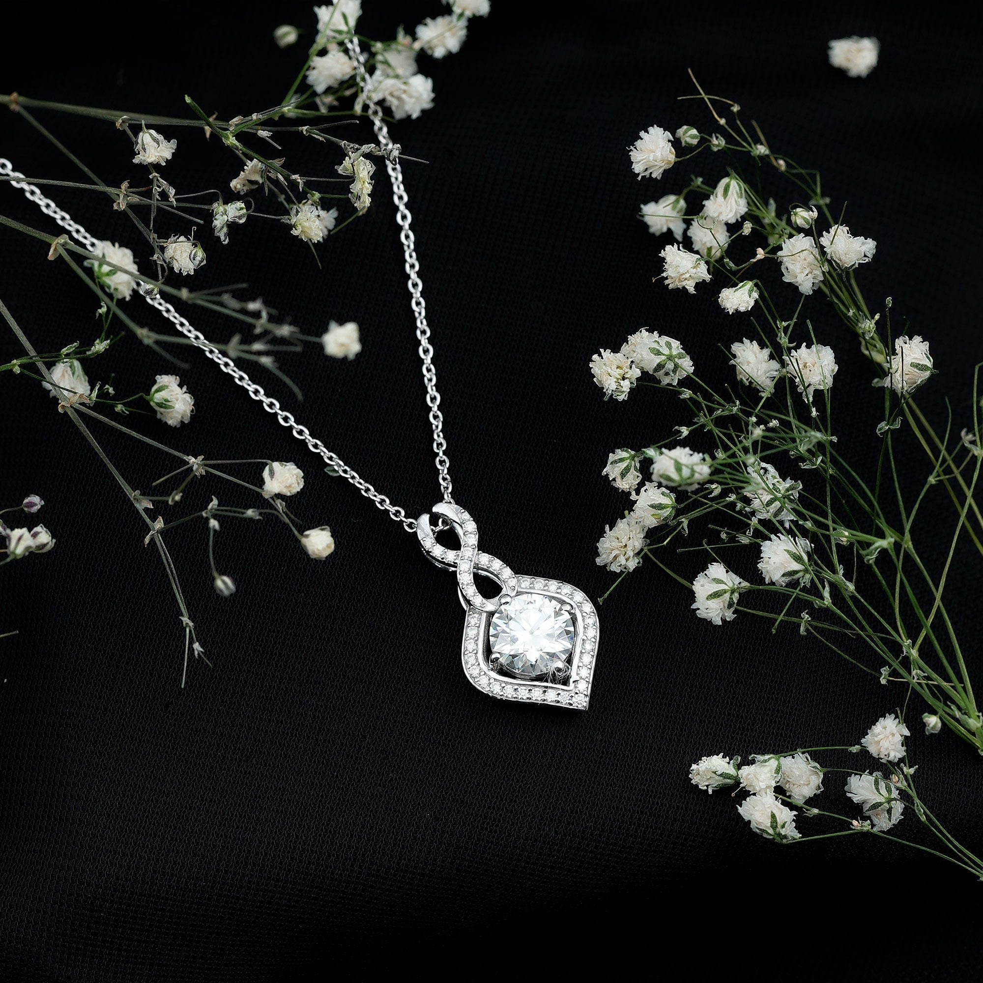2.62 Carat Moissanite Wedding Necklace for Bride with Silver Chain - Luzilly Bridal & Apparel
