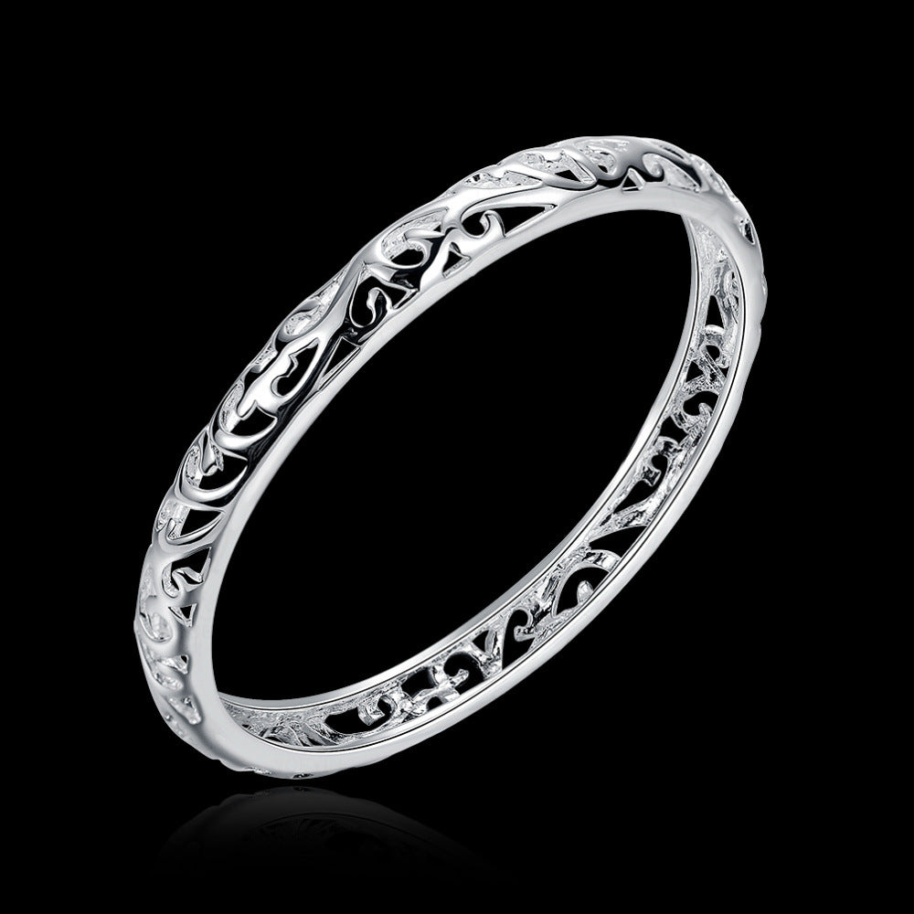 Graceful Innovative Women's Sier Hollow Flower Bracelet