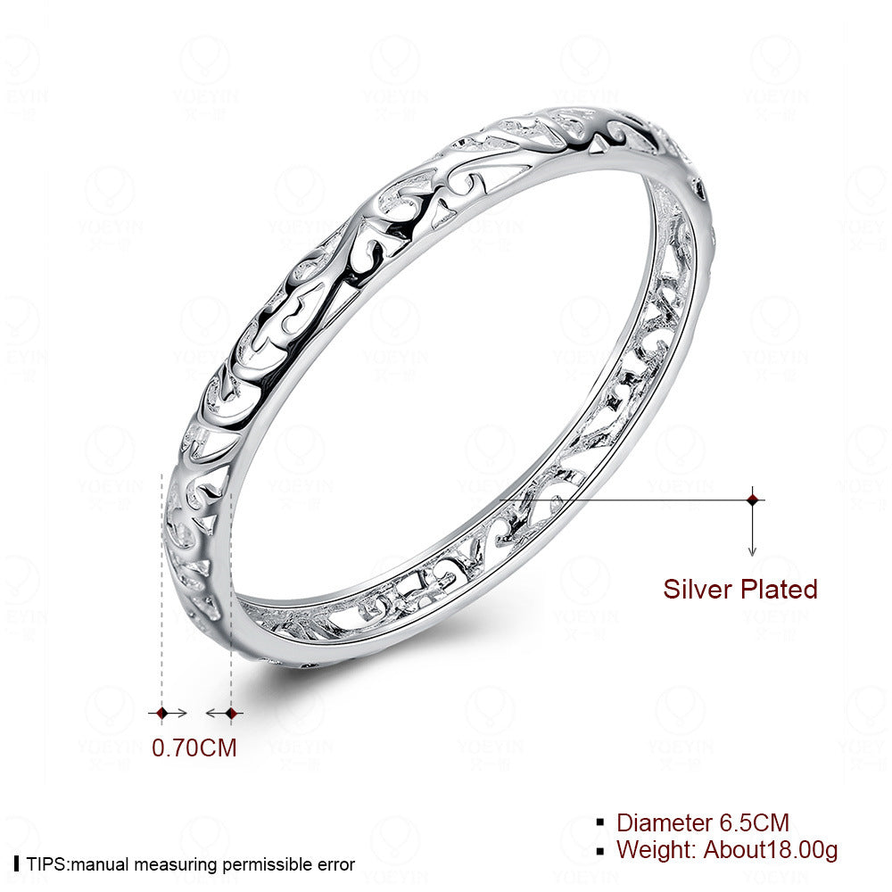 Graceful Innovative Women's Sier Hollow Flower Bracelet