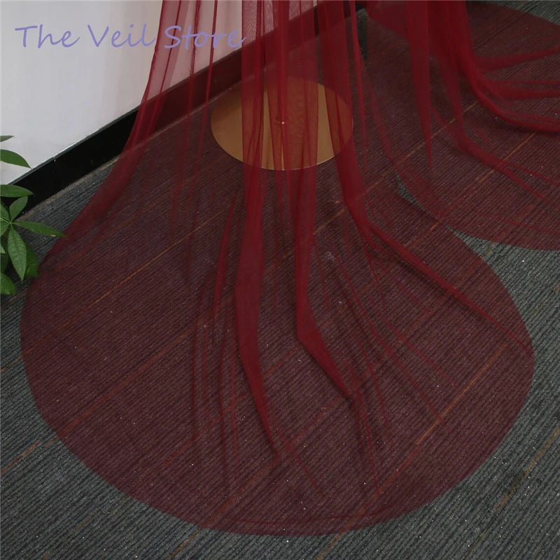 2Pcs Burgundy Win Red Wedding Shoulder Cape Draped Veils Tulle Bridal Wings Cloak Cathedral Long Accessories For Brides Vintage - Luzilly Bridal & Apparel