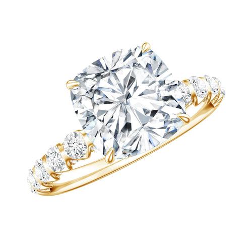 3 Carat IGI Certified Lab Grown Diamond Cushion Cut Engagement Ring with Side Stones - Luzilly Bridal & Apparel