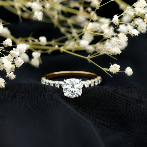 3 Carat IGI Certified Lab Grown Diamond Cushion Cut Engagement Ring with Side Stones - Luzilly Bridal & Apparel