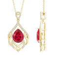 3 Carat Lab Grown Ruby Wedding Necklace with Diamond - Luzilly Bridal & Apparel