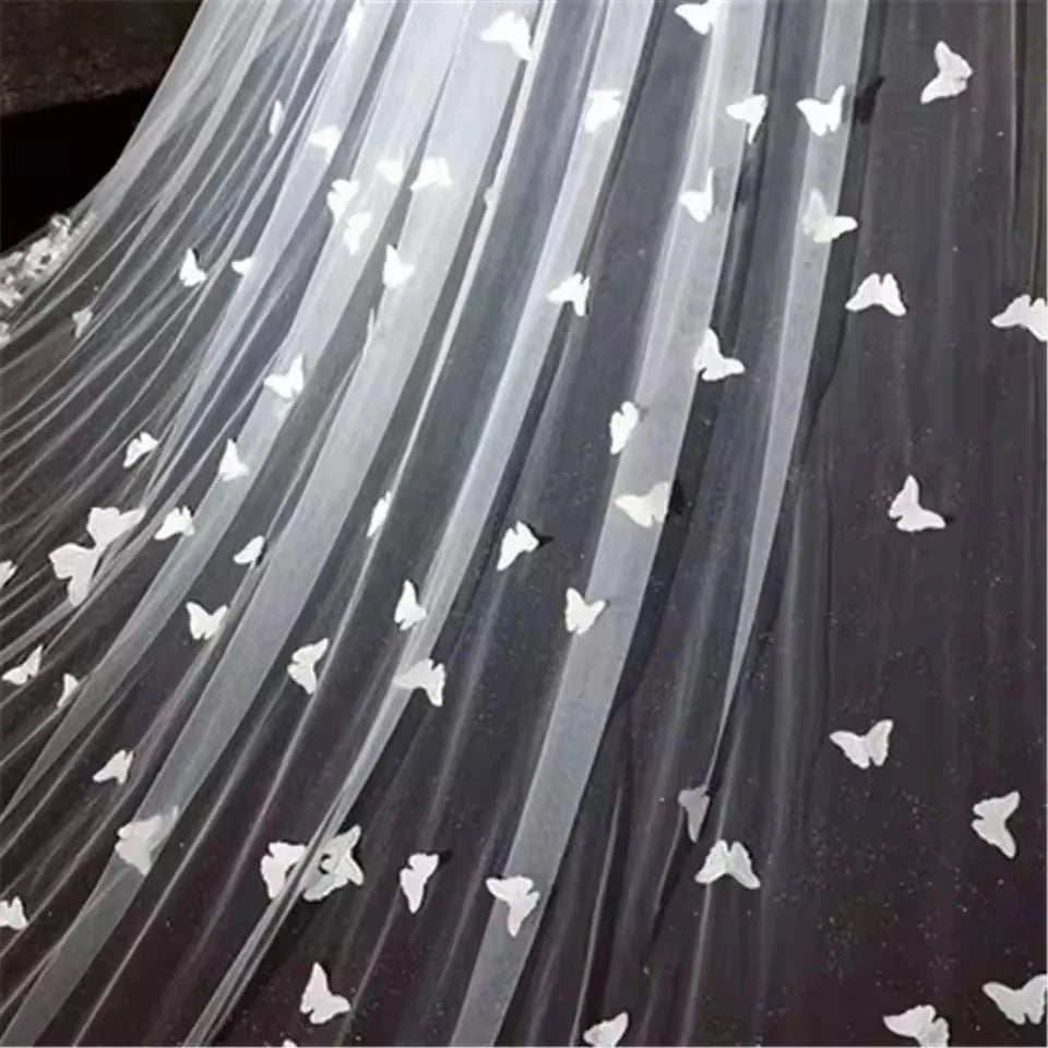 3D Butterfly Floral Lace Cathedral Wedding Veil - Luzilly Bridal & Apparel