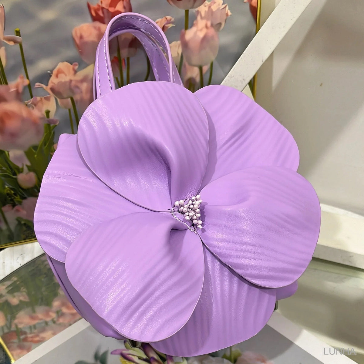 3D Floral Bridal Clutch — Small Bucket Bag - Luzilly Bridal & Apparel