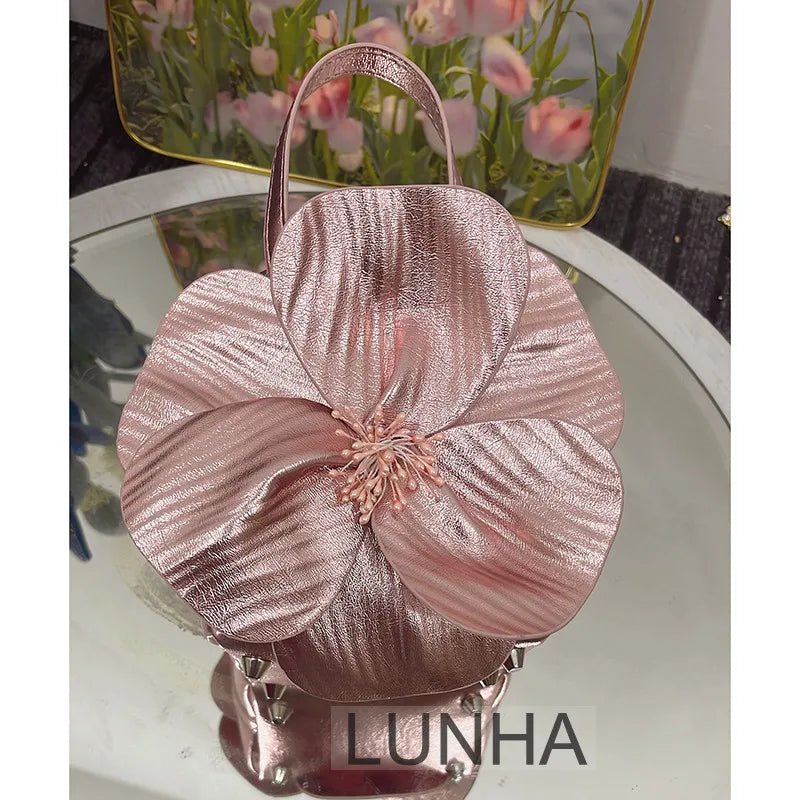 3D Floral Bridal Clutch — Small Bucket Bag - Luzilly Bridal & Apparel