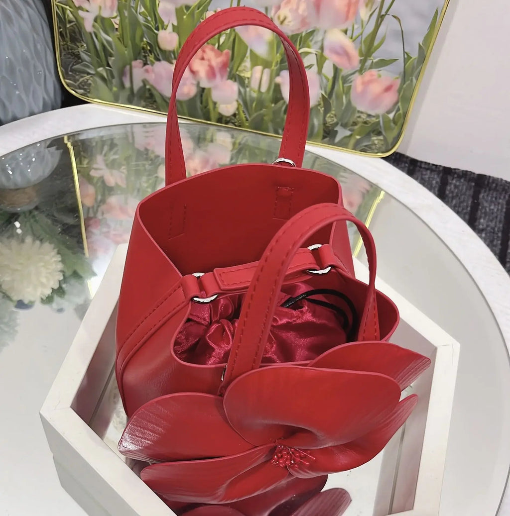 3D Floral Bridal Clutch — Small Bucket Bag - Luzilly Bridal & Apparel