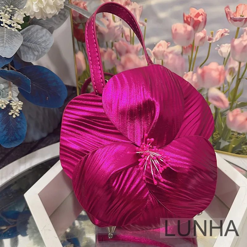 3D Floral Bridal Clutch — Small Bucket Bag - Luzilly Bridal & Apparel