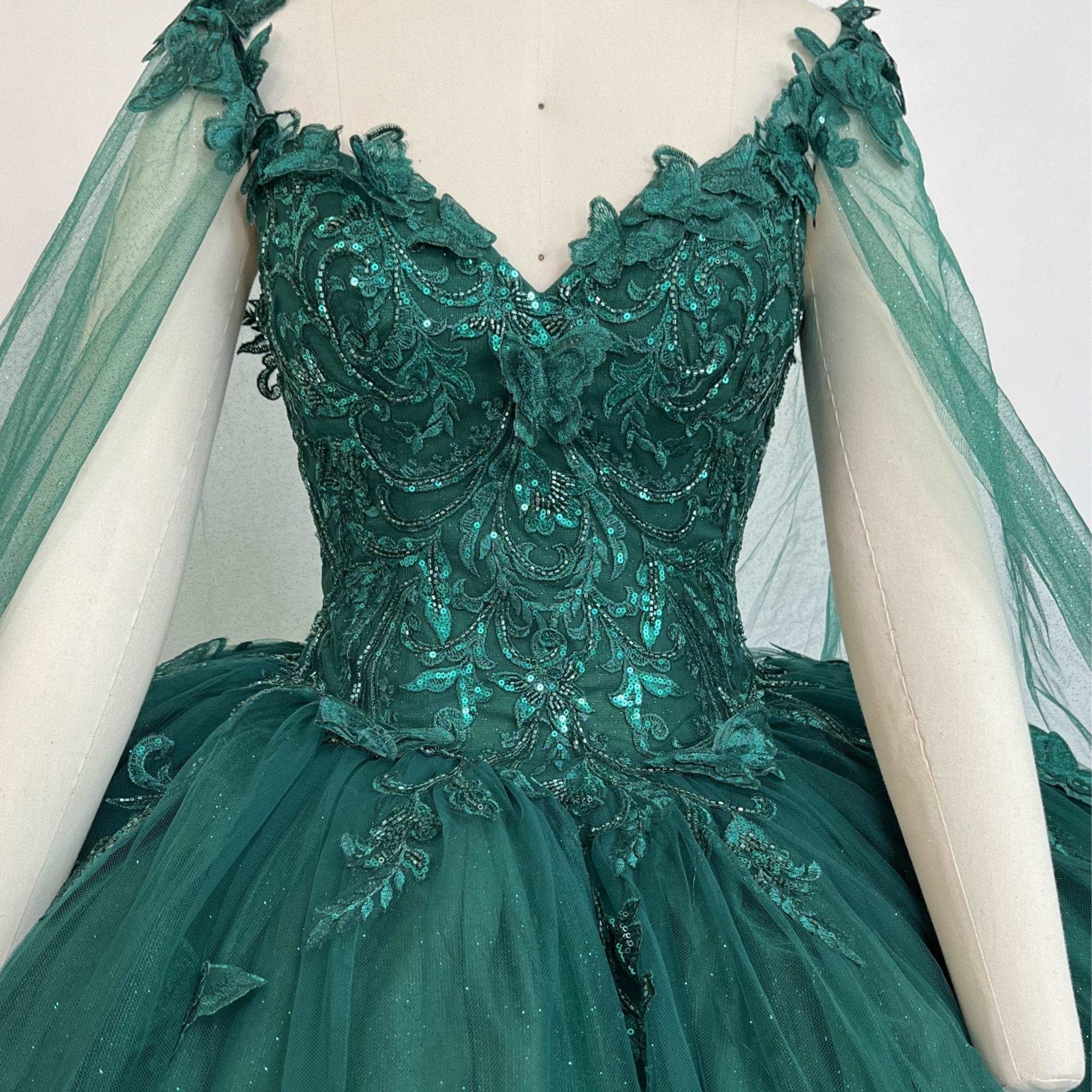 3D Floral Metallic Lace Quinceañera Gown - Luzilly Bridal & Apparel
