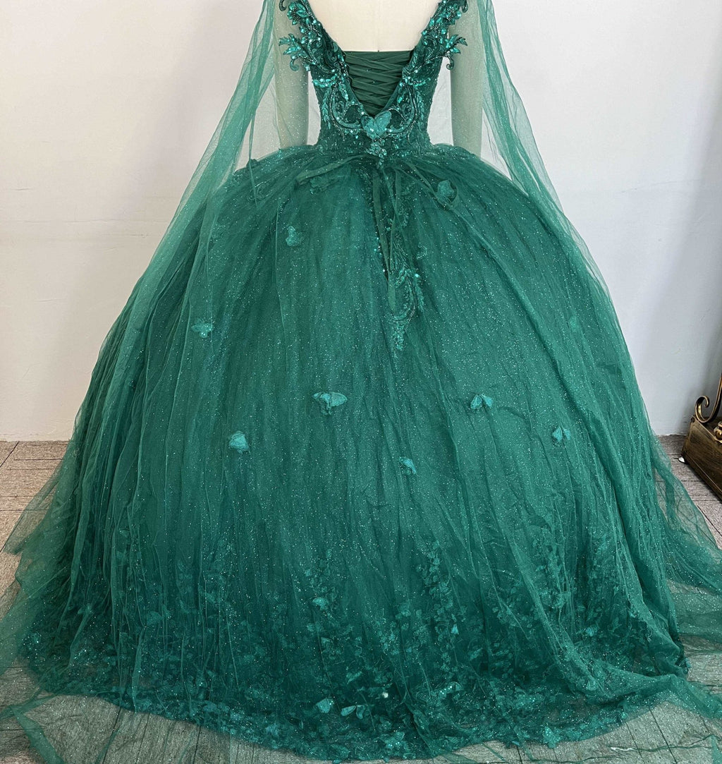 3D Floral Metallic Lace Quinceañera Gown - Luzilly Bridal & Apparel