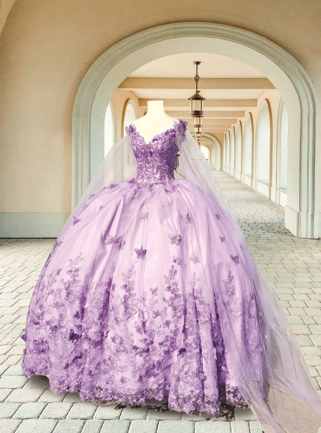 3D Floral Metallic Lace Quinceañera Gown - Luzilly Bridal & Apparel