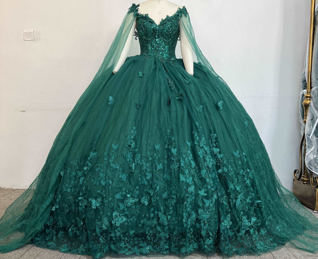 3D Floral Metallic Lace Quinceañera Gown - Luzilly Bridal & Apparel