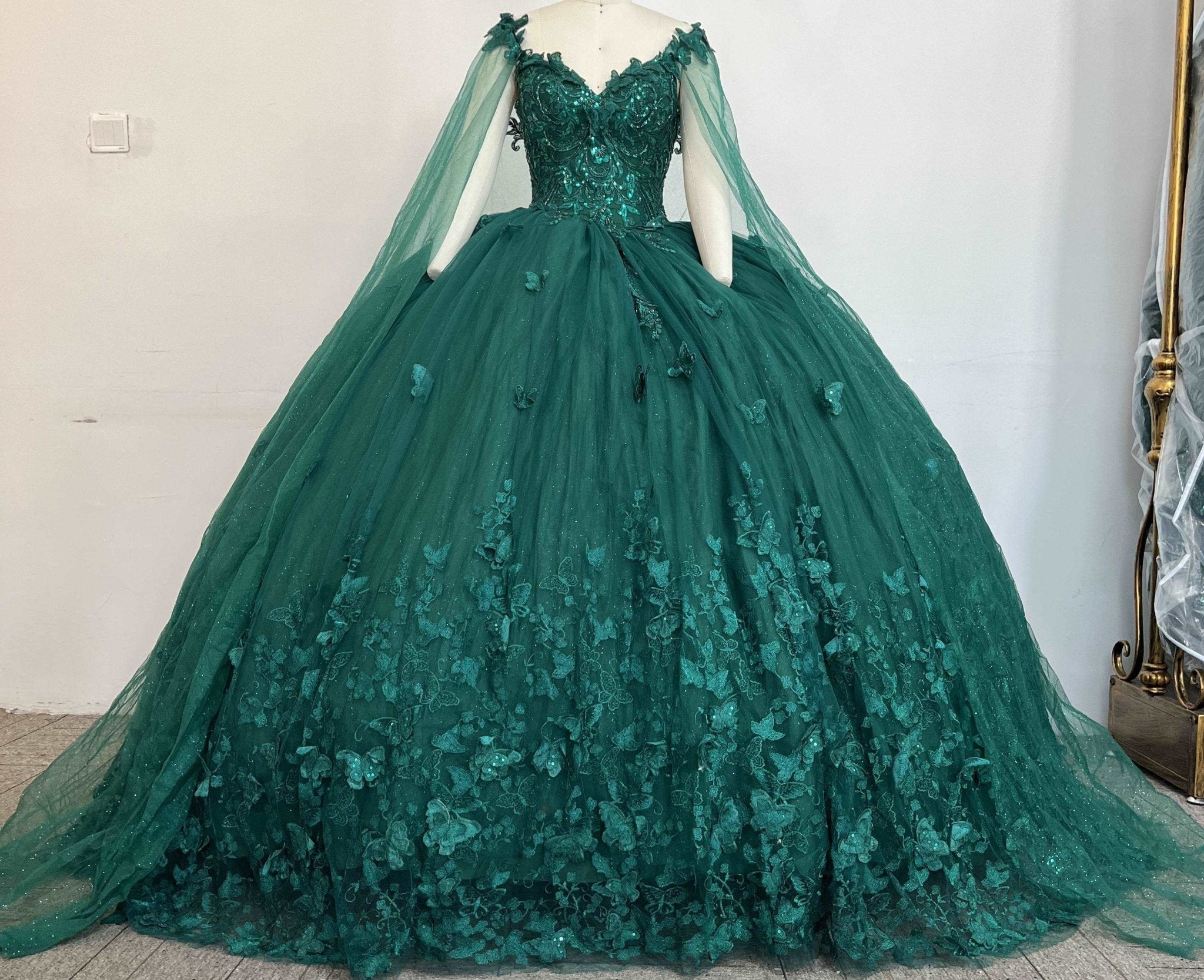 3D Floral Metallic Lace Quinceañera Gown - Luzilly Bridal & Apparel