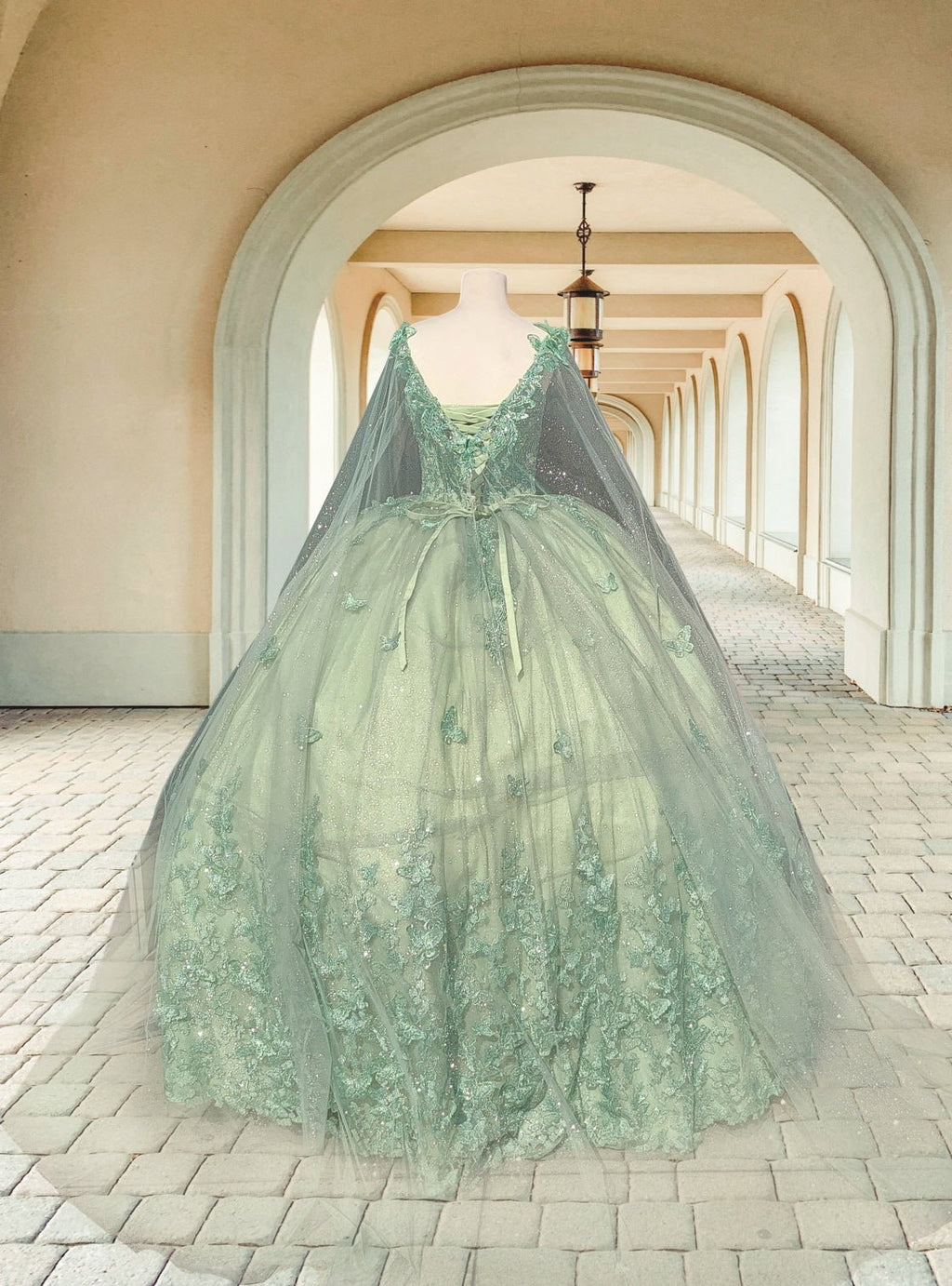 3D Floral Metallic Lace Quinceañera Gown - Luzilly Bridal & Apparel