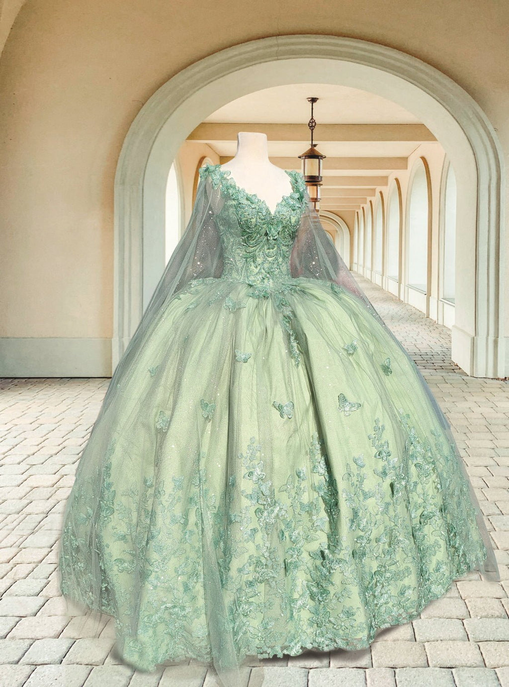 3D Floral Metallic Lace Quinceañera Gown - Luzilly Bridal & Apparel