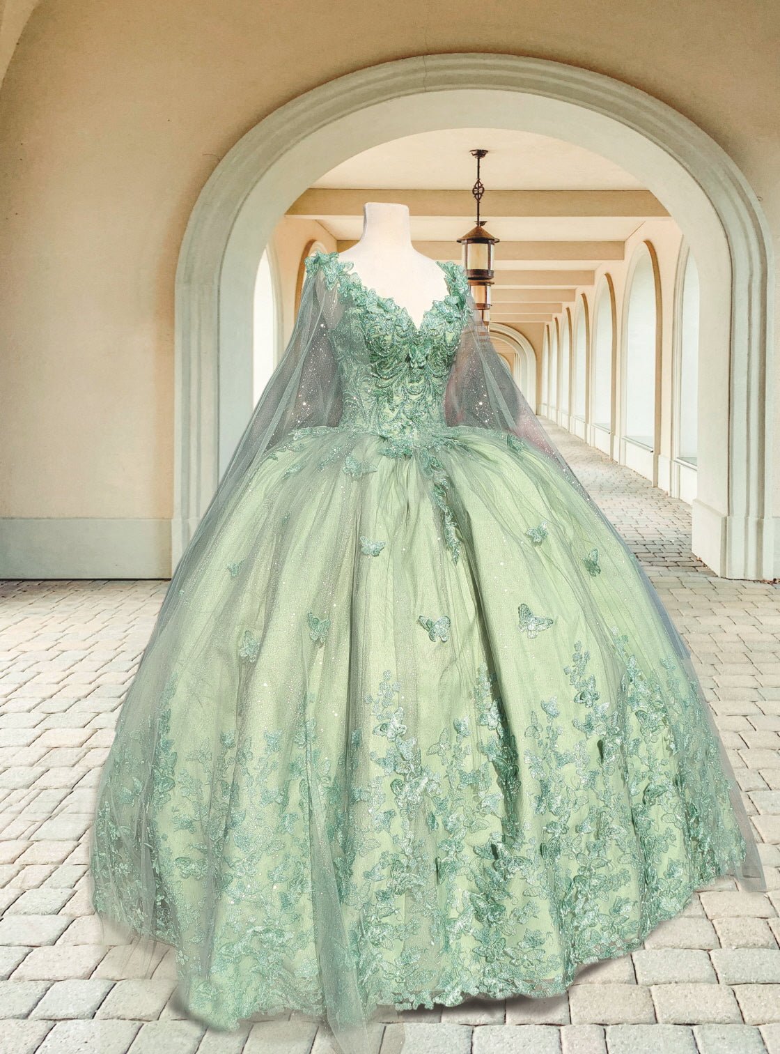 3D Floral Metallic Lace Quinceañera Gown - Luzilly Bridal & Apparel