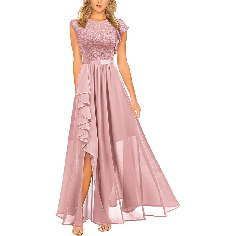 3D Flower High Slit Bridesmaid Dress - Luzilly Bridal & Apparel