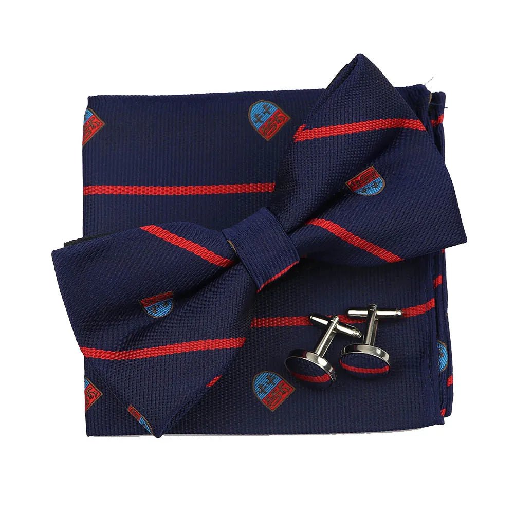 3PC Mens Bowtie Set Fashion Dot Solid Polyester Bow Tie Handkerchief Cufflinks Bar Party Wedding Business Daily Wear Accessories - Luzilly Bridal & Apparel