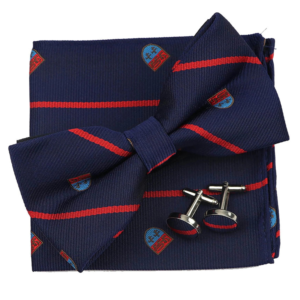 3PC Mens Bowtie Set Fashion Dot Solid Polyester Bow Tie Handkerchief Cufflinks Bar Party Wedding Business Daily Wear Accessories - Luzilly Bridal & Apparel