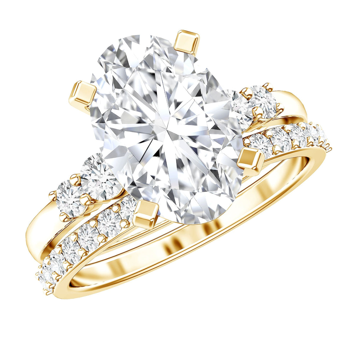 4 Carat Oval Wedding Ring Set with IGI Certified Lab Grown Diamond - Luzilly Bridal & Apparel