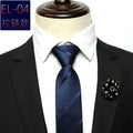 48*6 CM 30 Styles Zipper Mens Tie Skinny Necktie Fashion Business Casual Lazy Pre-tied Striped Solid Color Flower Pattern - Luzilly Bridal & Apparel