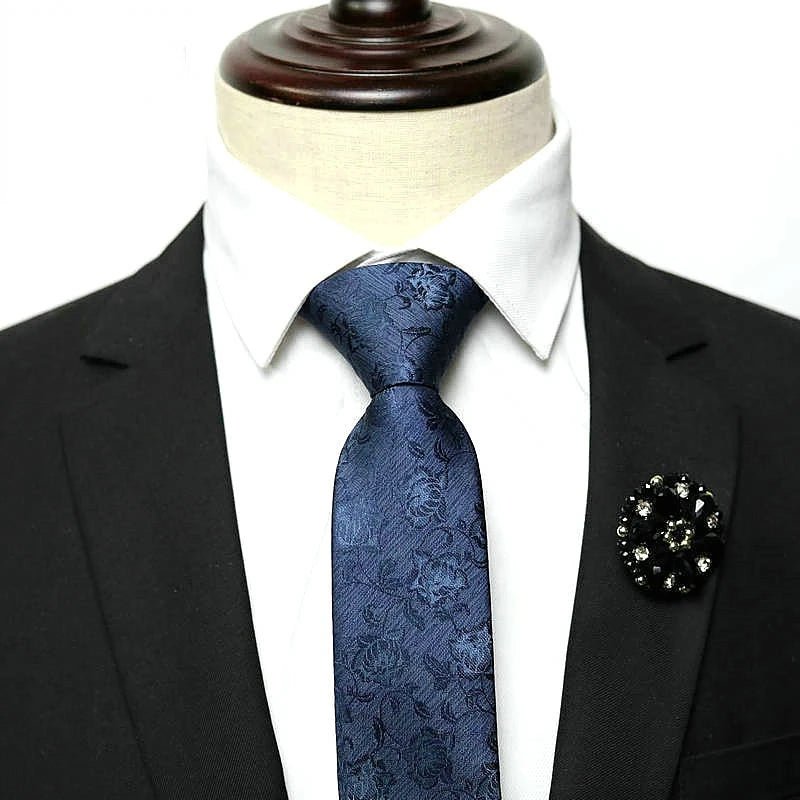 48*6 CM 30 Styles Zipper Mens Tie Skinny Necktie Fashion Business Casual Lazy Pre-tied Striped Solid Color Flower Pattern - Luzilly Bridal & Apparel