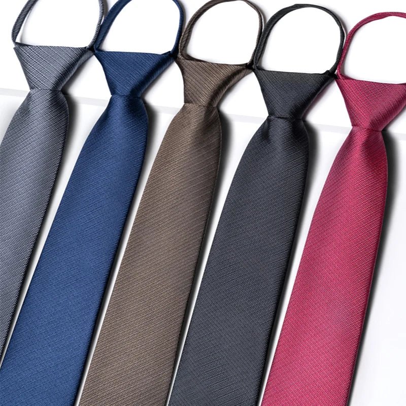48*6 CM 30 Styles Zipper Mens Tie Skinny Necktie Fashion Business Casual Lazy Pre-tied Striped Solid Color Flower Pattern - Luzilly Bridal & Apparel