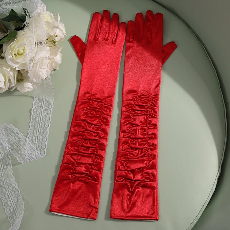 50cm Bridal Wedding Dress Satin Lengthened Gloves - Luzilly Bridal & Apparel