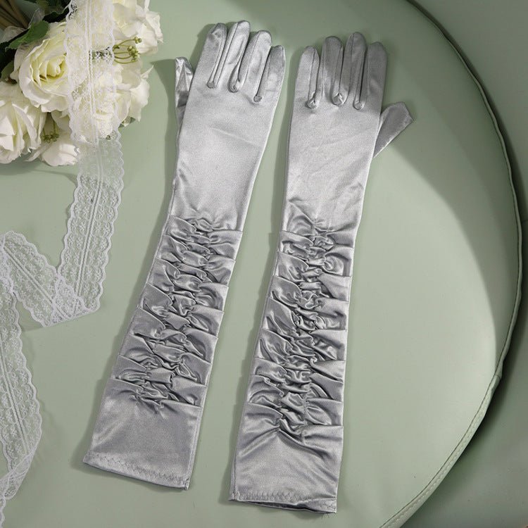 50cm Bridal Wedding Dress Satin Lengthened Gloves - Luzilly Bridal & Apparel