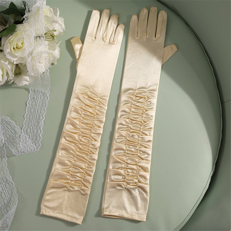 50cm Bridal Wedding Dress Satin Lengthened Gloves - Luzilly Bridal & Apparel