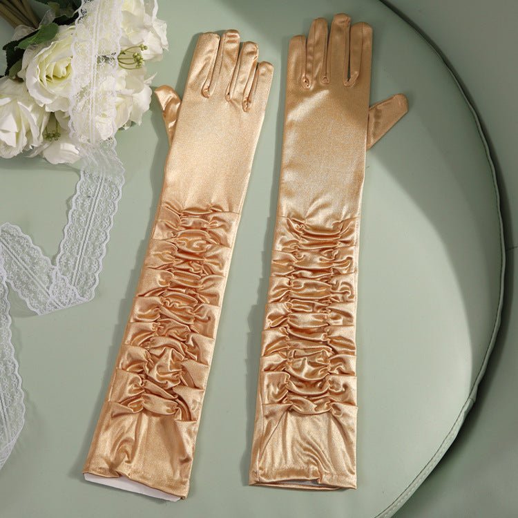 50cm Bridal Wedding Dress Satin Lengthened Gloves - Luzilly Bridal & Apparel