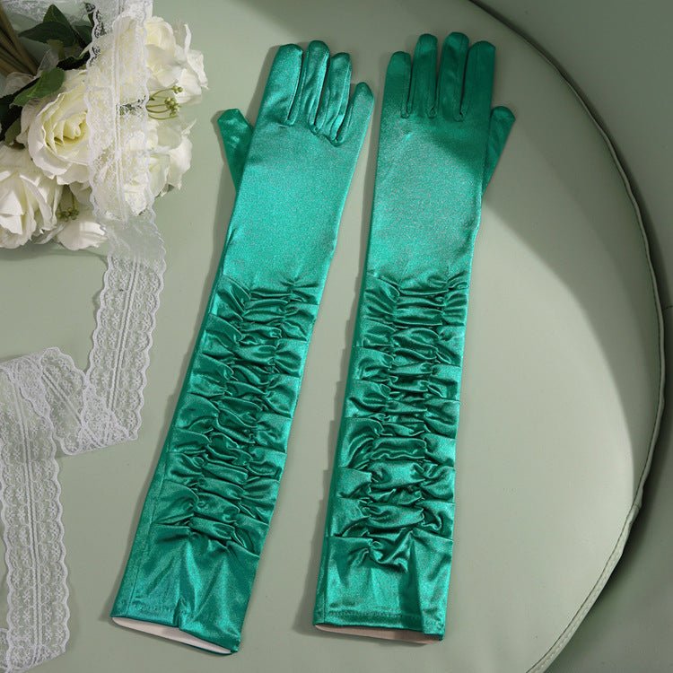 50cm Bridal Wedding Dress Satin Lengthened Gloves - Luzilly Bridal & Apparel
