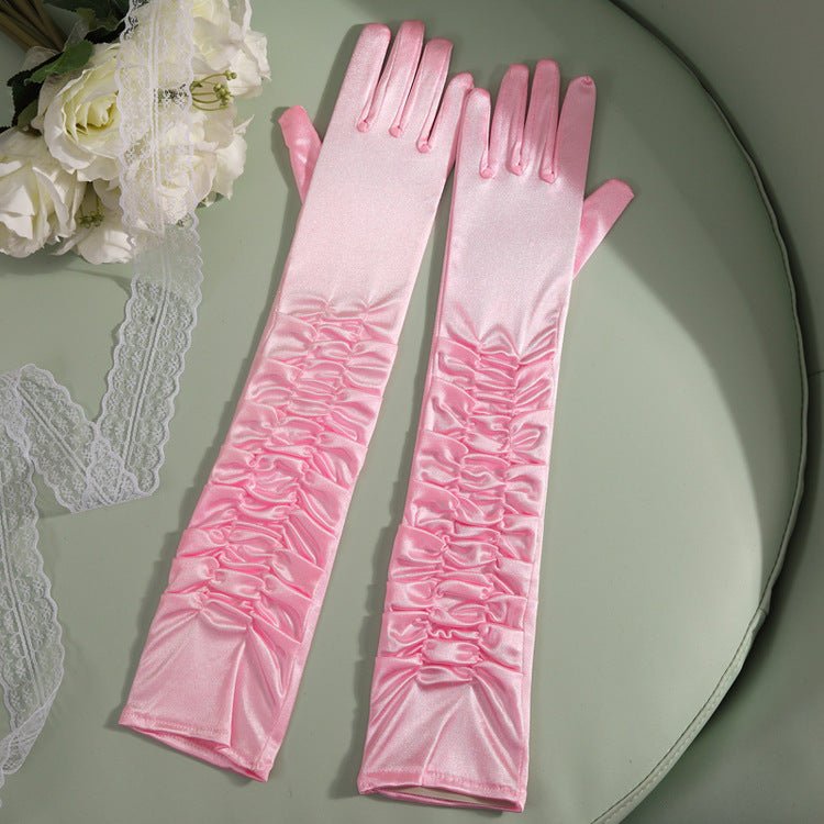 50cm Bridal Wedding Dress Satin Lengthened Gloves - Luzilly Bridal & Apparel