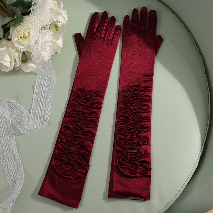 50cm Bridal Wedding Dress Satin Lengthened Gloves - Luzilly Bridal & Apparel