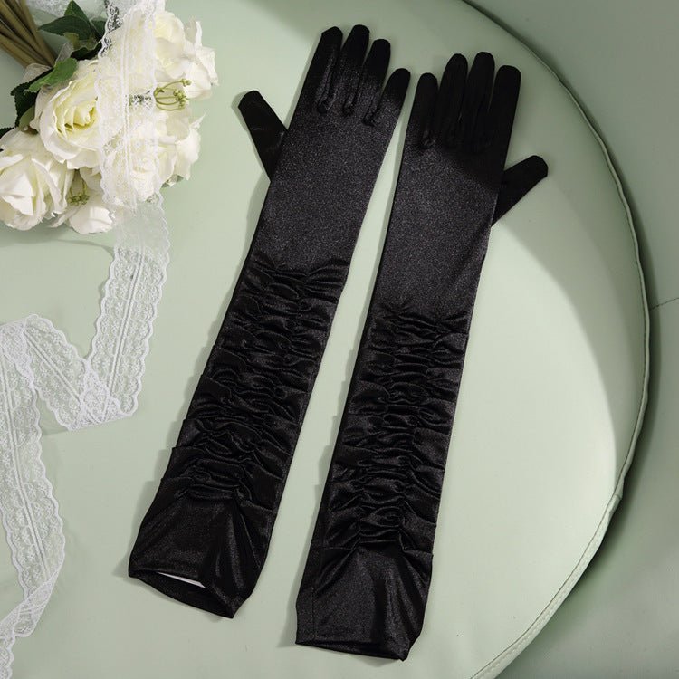50cm Bridal Wedding Dress Satin Lengthened Gloves - Luzilly Bridal & Apparel