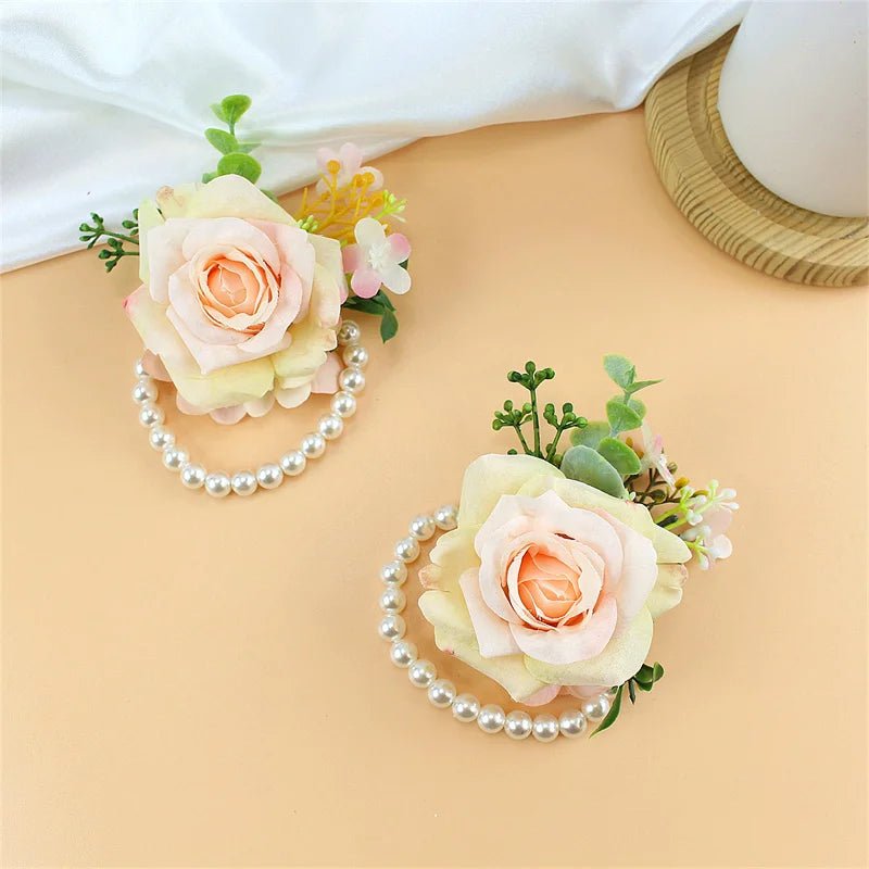 6PCS Men Buttonhole Boutonniere Prom Wedding Accessories Wrist Corsage Artificial Flowers Party Graduation Ceremony Decoration - Luzilly Bridal & Apparel