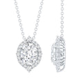 6X8 MM Oval Shaped Lab Grown Diamond Wedding Necklace With Halo - Luzilly Bridal & Apparel