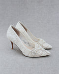 Lace Wedding Heels with Pearl Detail