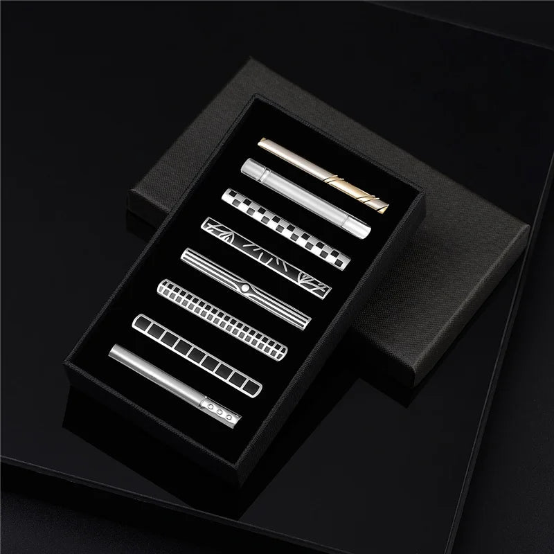 7/8 PCS Tie Clips Set With Gift Box Wedding Guest Gift Luxury Men's Jewelry Business Man Shirt Cufflinks Gift For Husband - Luzilly Bridal & Apparel