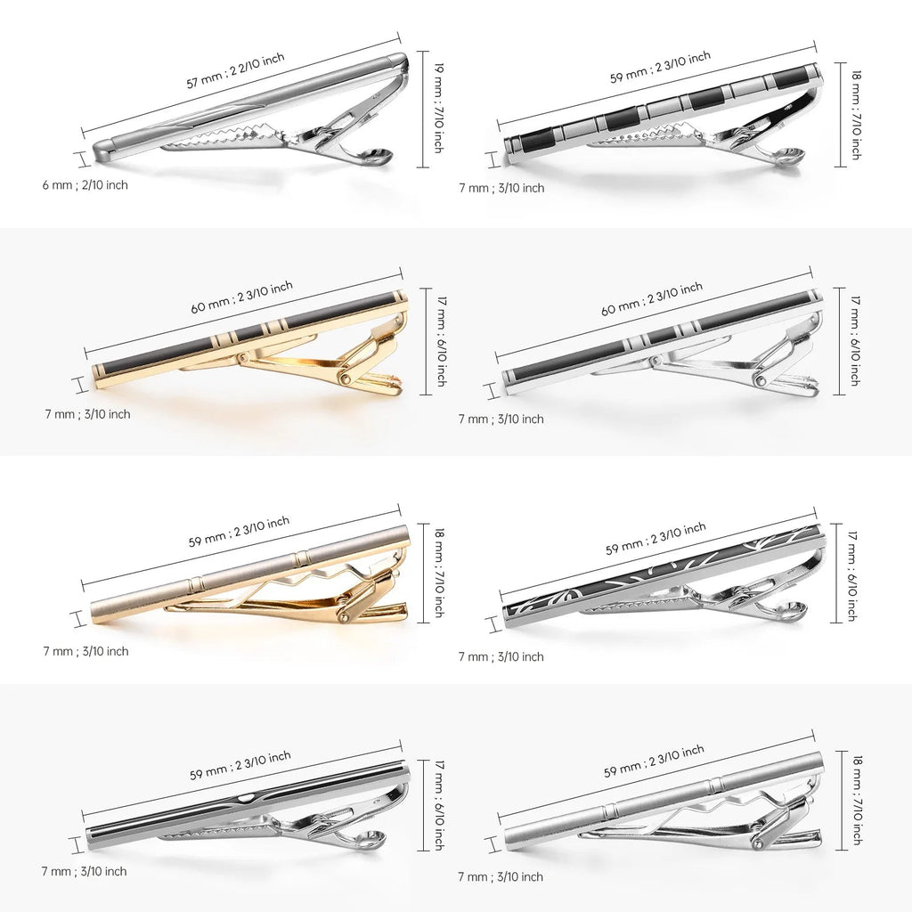 7/8 PCS Tie Clips Set With Gift Box Wedding Guest Gift Luxury Men's Jewelry Business Man Shirt Cufflinks Gift For Husband - Luzilly Bridal & Apparel
