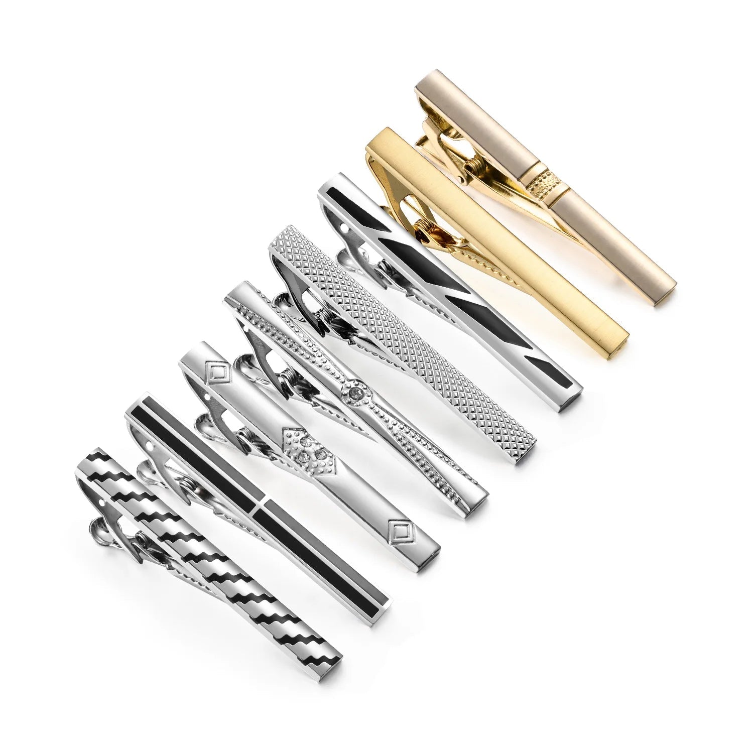 7/8 PCS Tie Clips Set With Gift Box Wedding Guest Gift Luxury Men's Jewelry Business Man Shirt Cufflinks Gift For Husband - Luzilly Bridal & Apparel