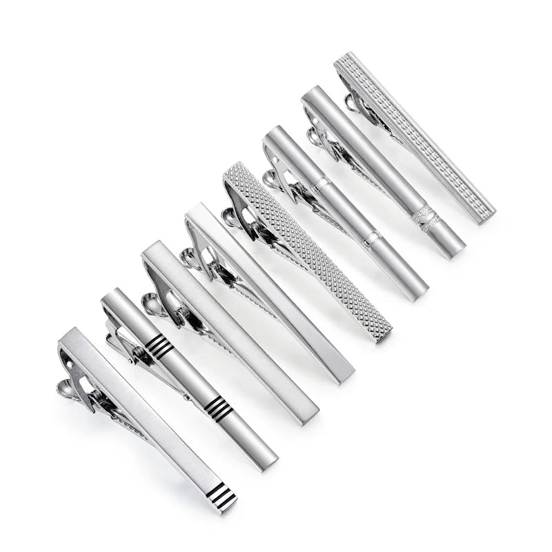 7/8 PCS Tie Clips Set With Gift Box Wedding Guest Gift Luxury Men's Jewelry Business Man Shirt Cufflinks Gift For Husband - Luzilly Bridal & Apparel