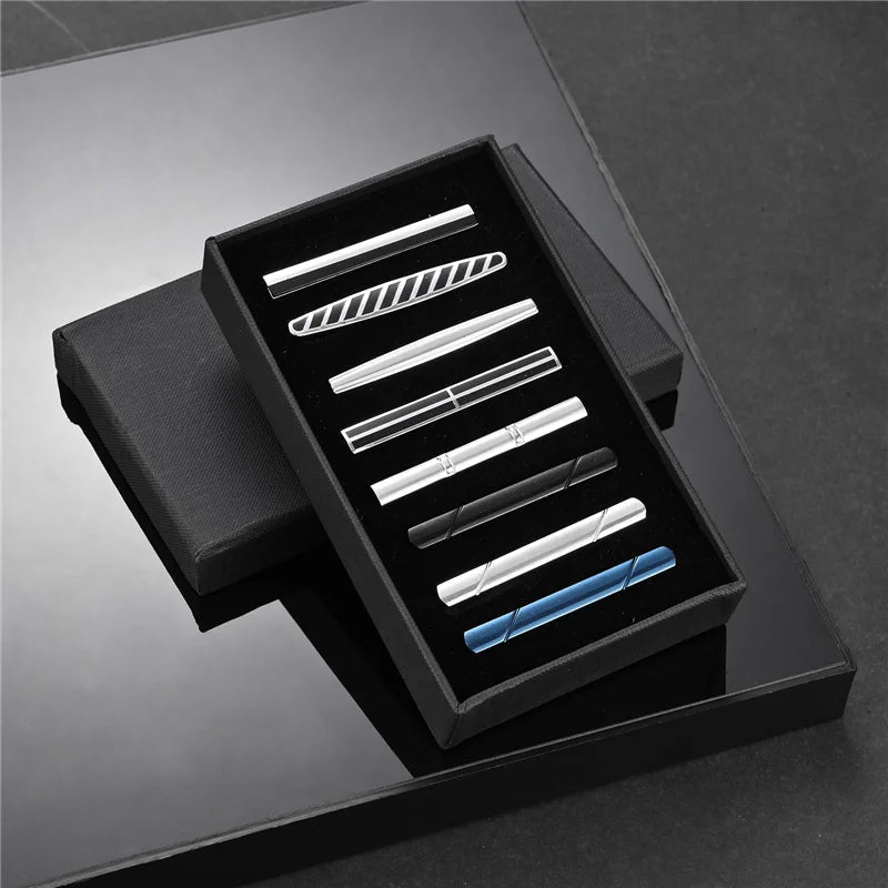 7/8 PCS Tie Clips Set With Gift Box Wedding Guest Gift Luxury Men's Jewelry Business Man Shirt Cufflinks Gift For Husband - Luzilly Bridal & Apparel